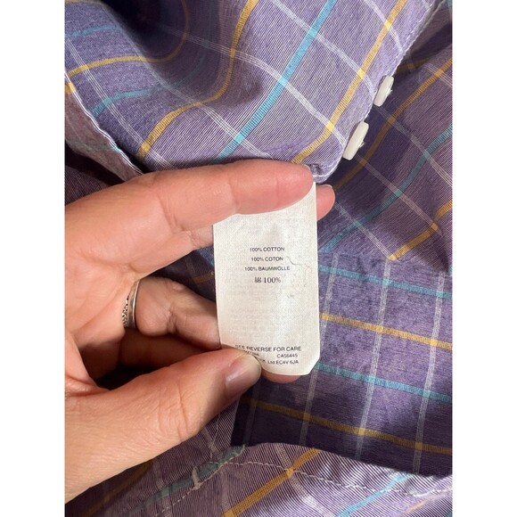 J.Crew Classic Fit Button Down Shirt Men’s Medium Purple Plaid 100% Cotton Casua - Picture 5 of 5